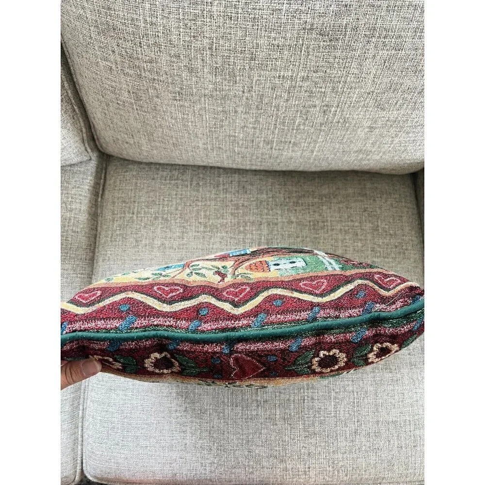 Bird Houses Tapestry Throw Pillow Country Cottage Farmhouse Rustic Decorative